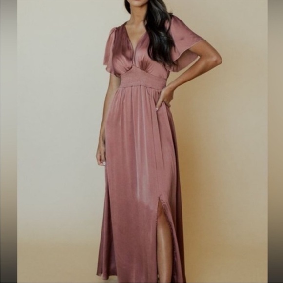 Baltic Born Maeve Pink Maxi Dress with Flutter Sleeves - Picture 4 of 13